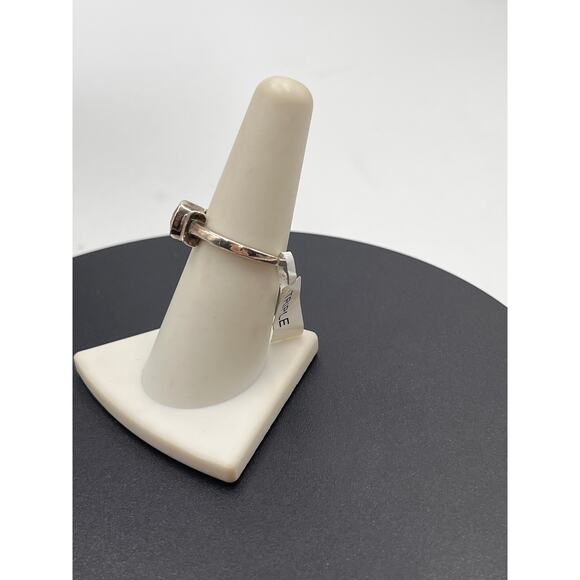 Designer Signed Sterling Silver Round Bezel Set Citrine Ring Sz 7.25 - Picture 4 of 12